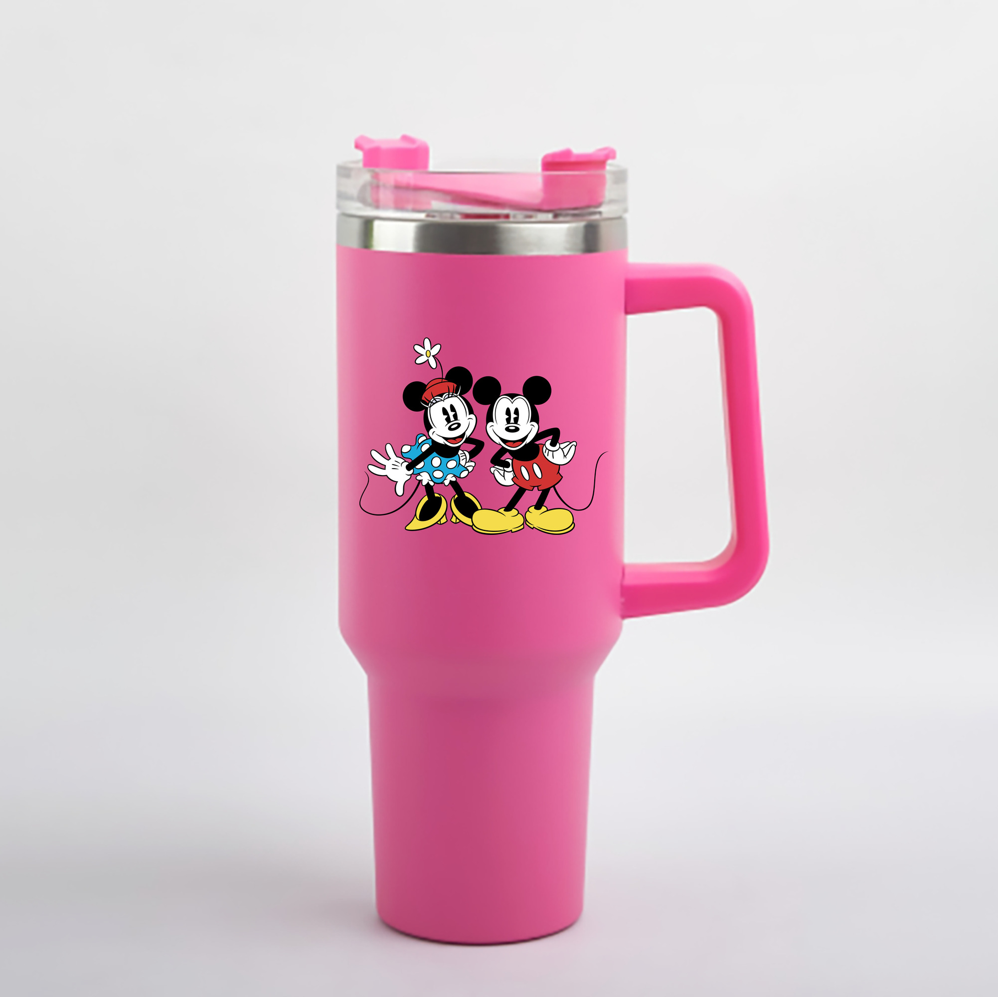 （画像用） ミッキーマウス Mickey Mouse 1200mL車用タンブラー - クリスタルステッカー（プラスチックストロー付き）